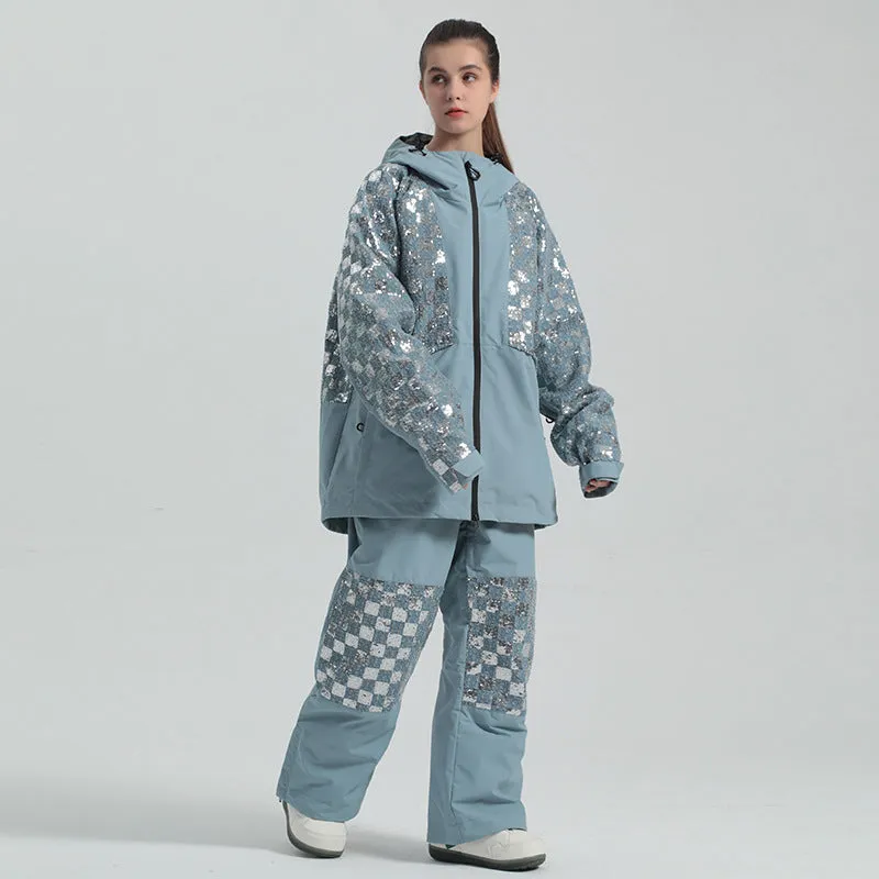 Unique Sequins 2 Pieces Skiing Suits for Women