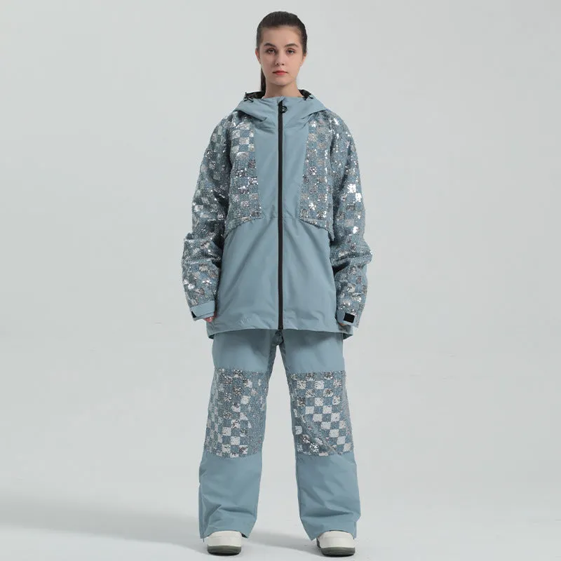 Unique Sequins 2 Pieces Skiing Suits for Women