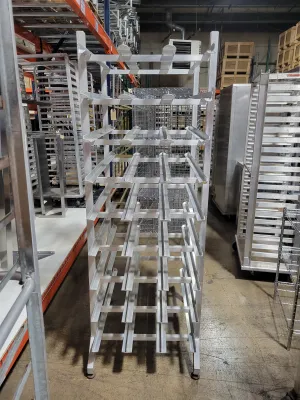 Used Aluminum #10 Can Storage Rack. Holds 162 Cans