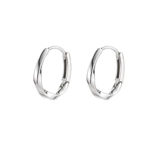 VAIGE 925 Sterling Silver Geometric Round Hoop Earrings with Inlaid Detail for Elegant Jewelry Collection
