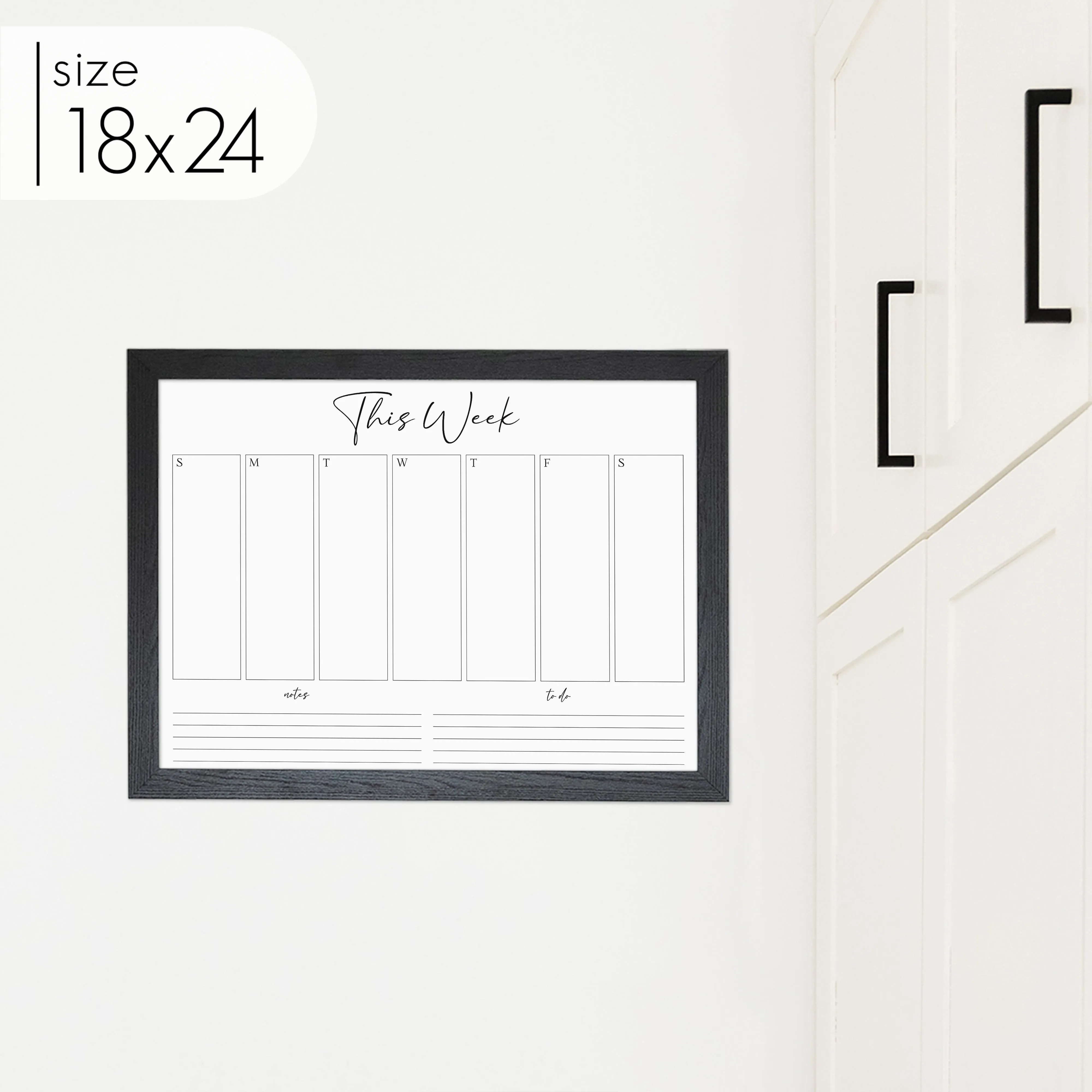 Weekly Framed Whiteboard Calendar   2 sections | Horizontal Pennington