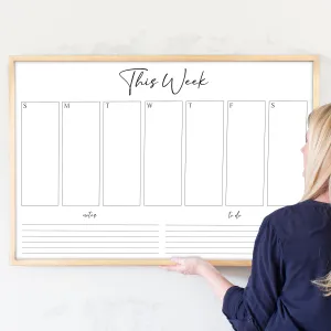 Weekly Framed Whiteboard Calendar   2 sections | Horizontal Pennington