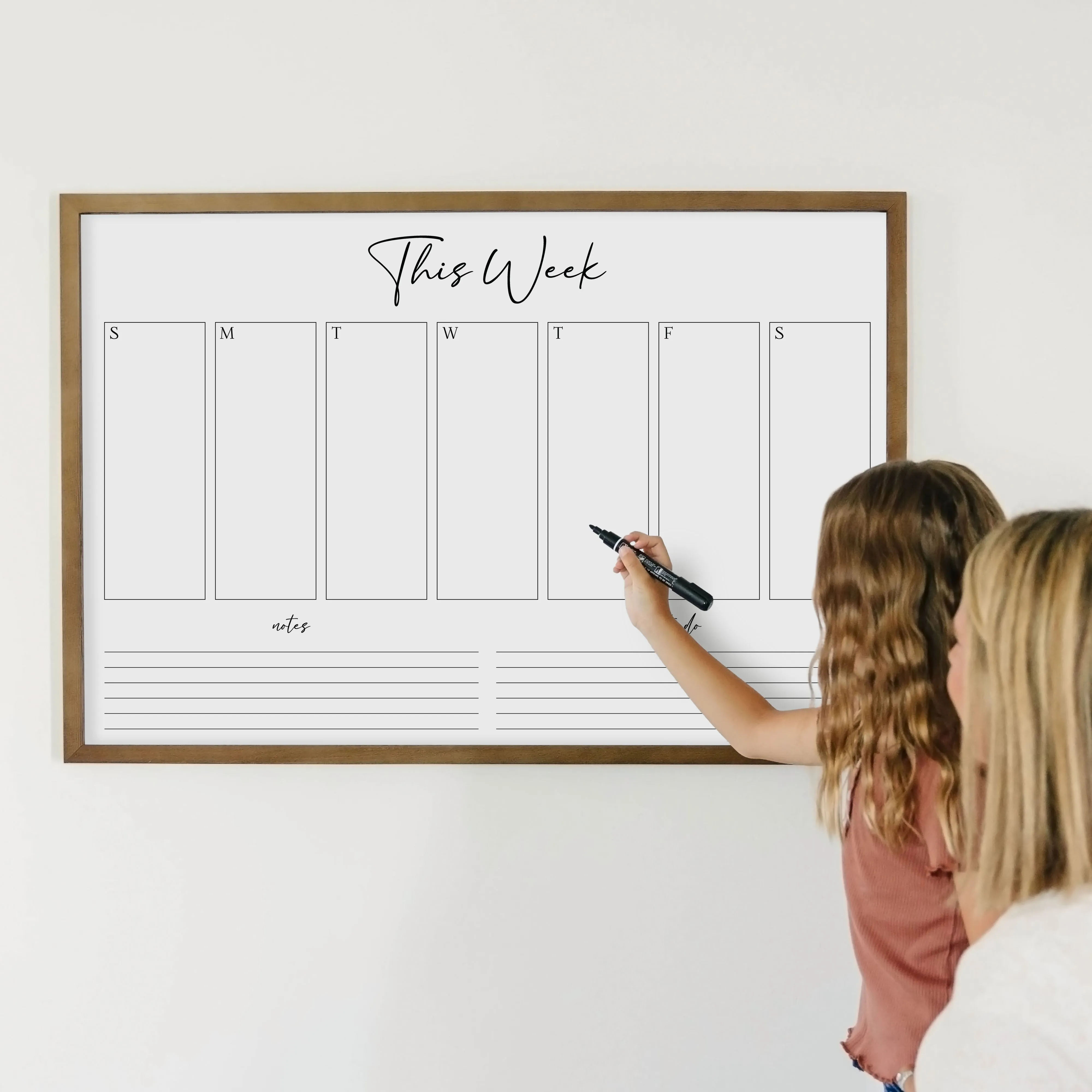 Weekly Framed Whiteboard Calendar   2 sections | Horizontal Pennington