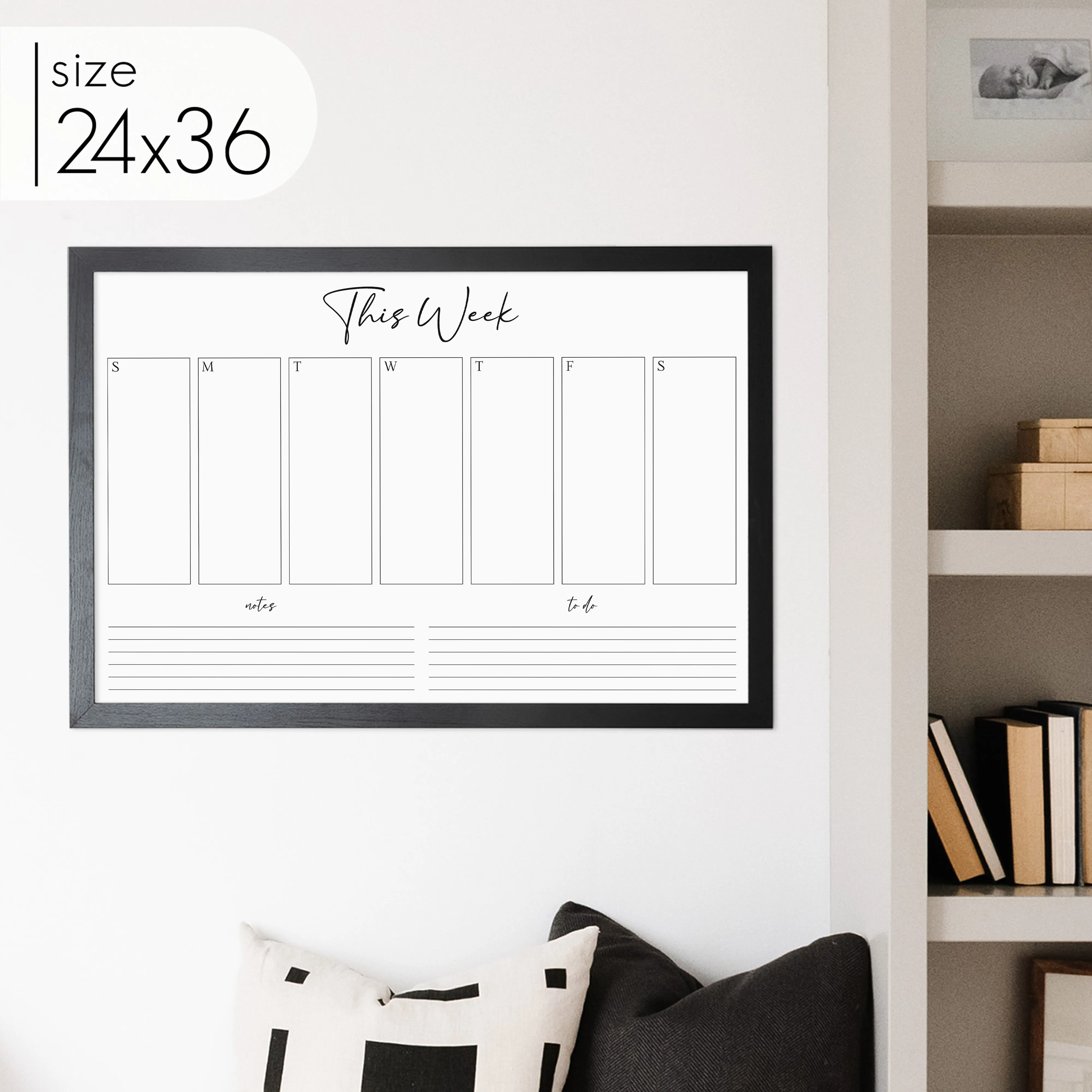Weekly Framed Whiteboard Calendar   2 sections | Horizontal Pennington