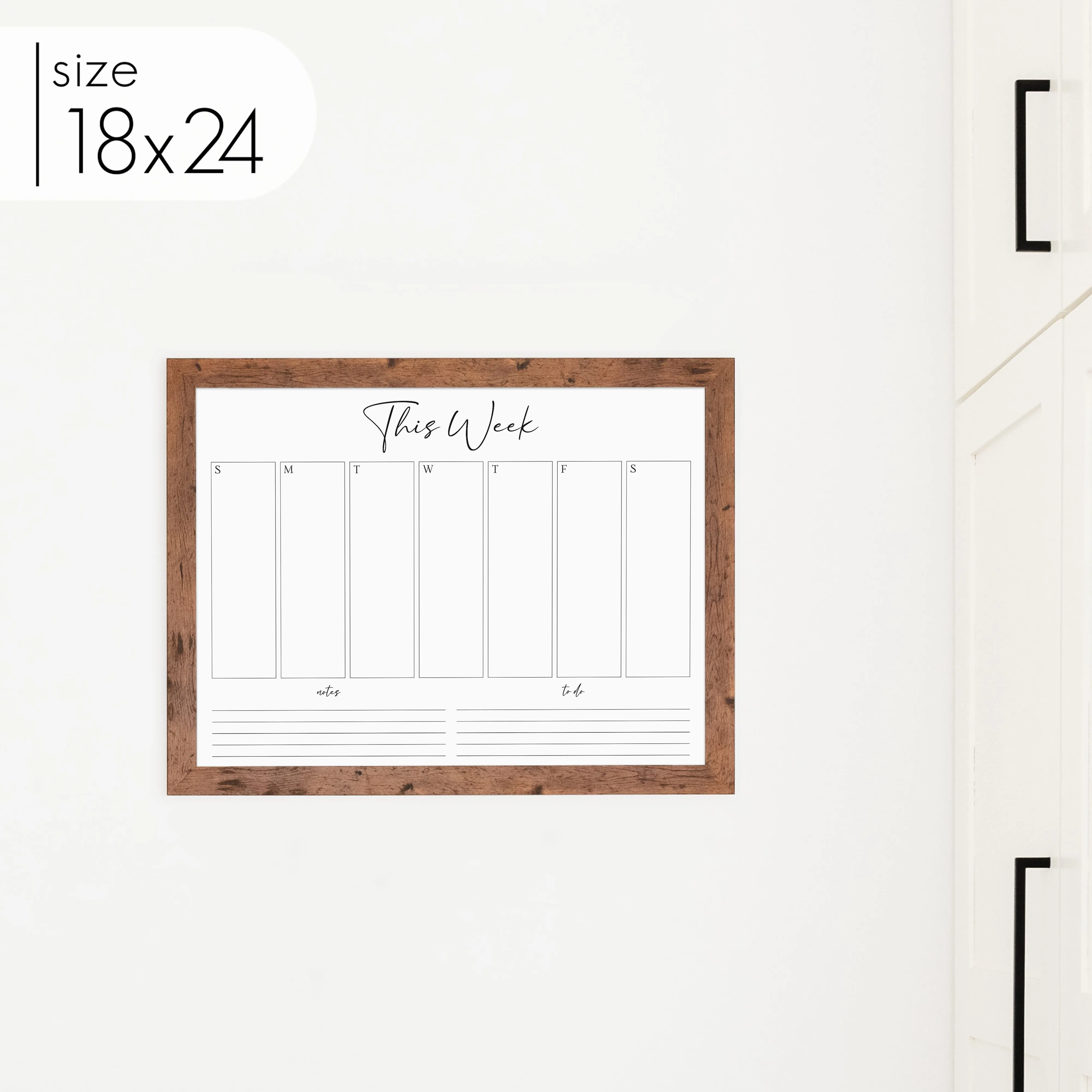 Weekly Framed Whiteboard Calendar   2 sections | Horizontal Pennington