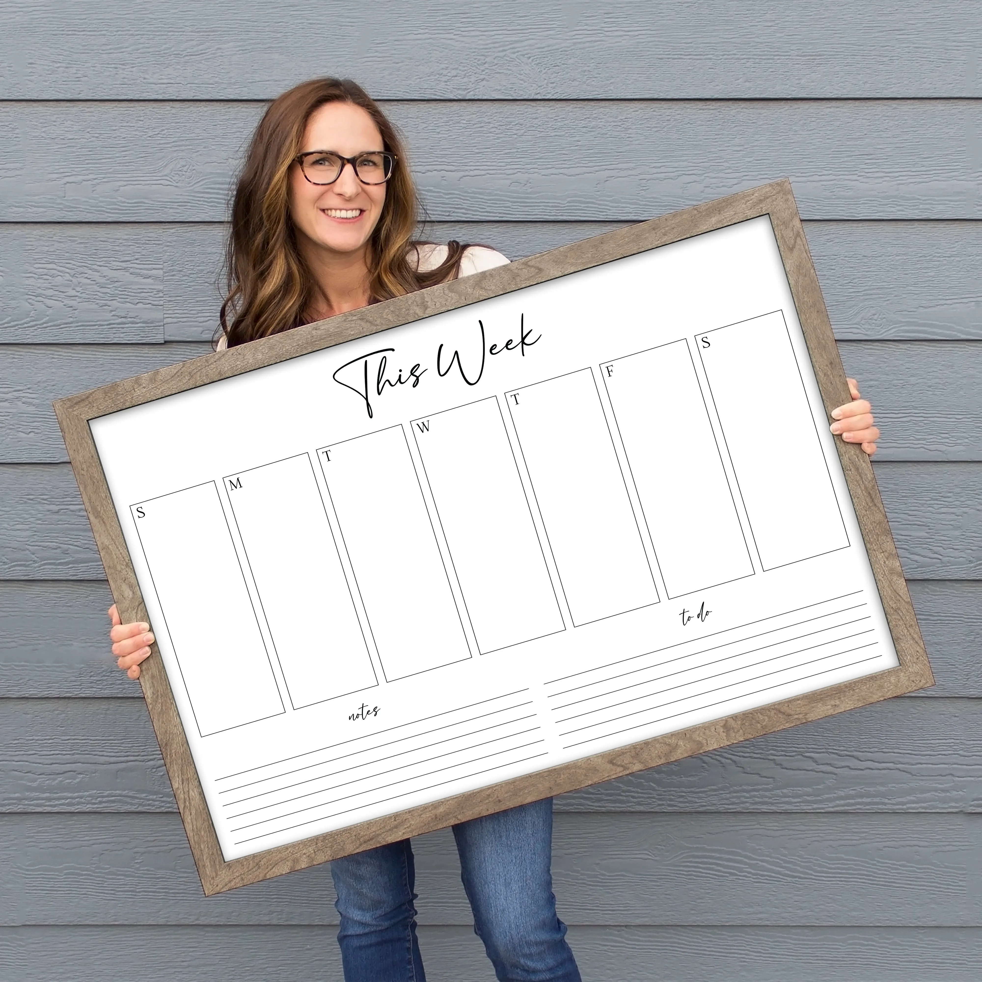 Weekly Framed Whiteboard Calendar   2 sections | Horizontal Pennington