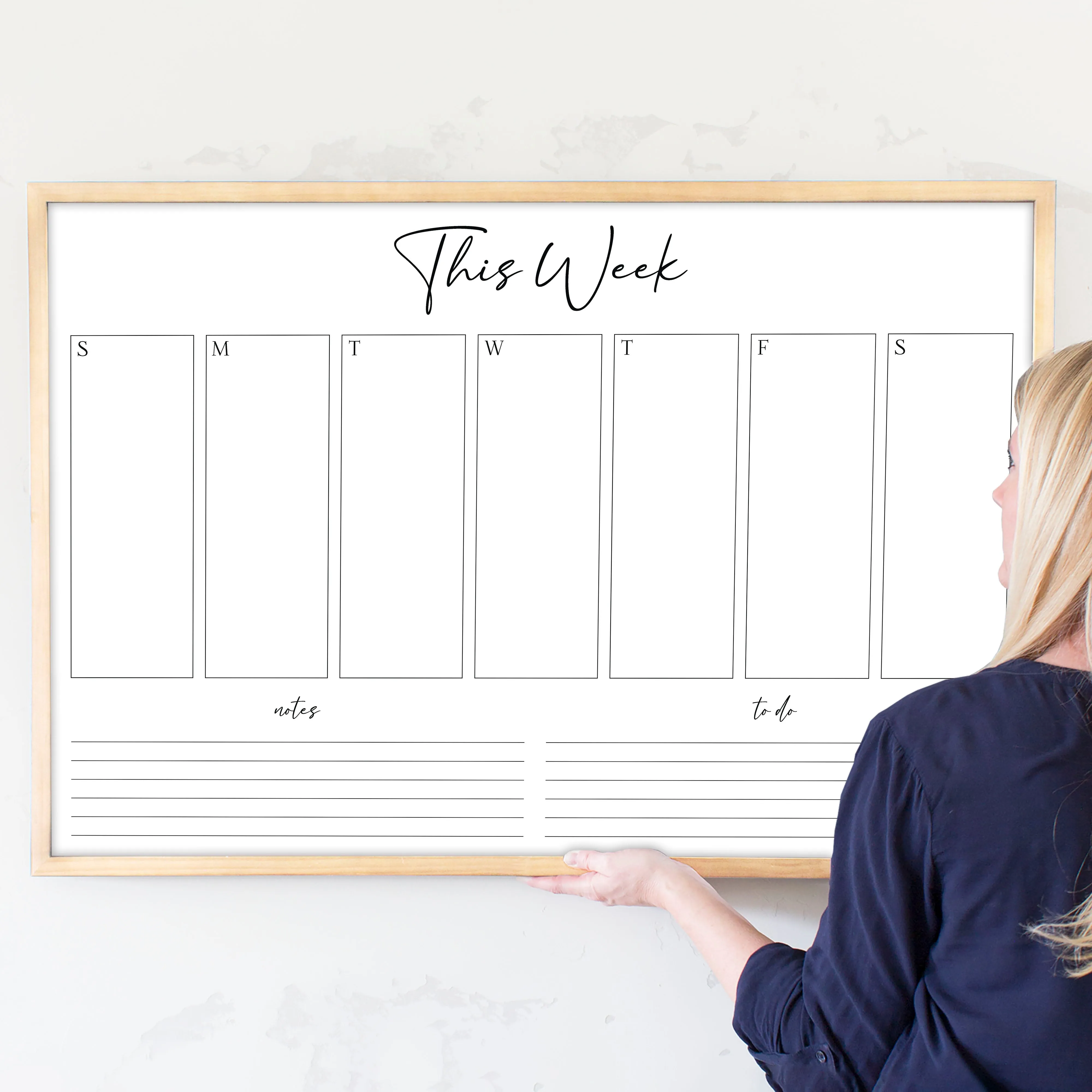 Weekly Framed Whiteboard Calendar   2 sections | Horizontal Pennington