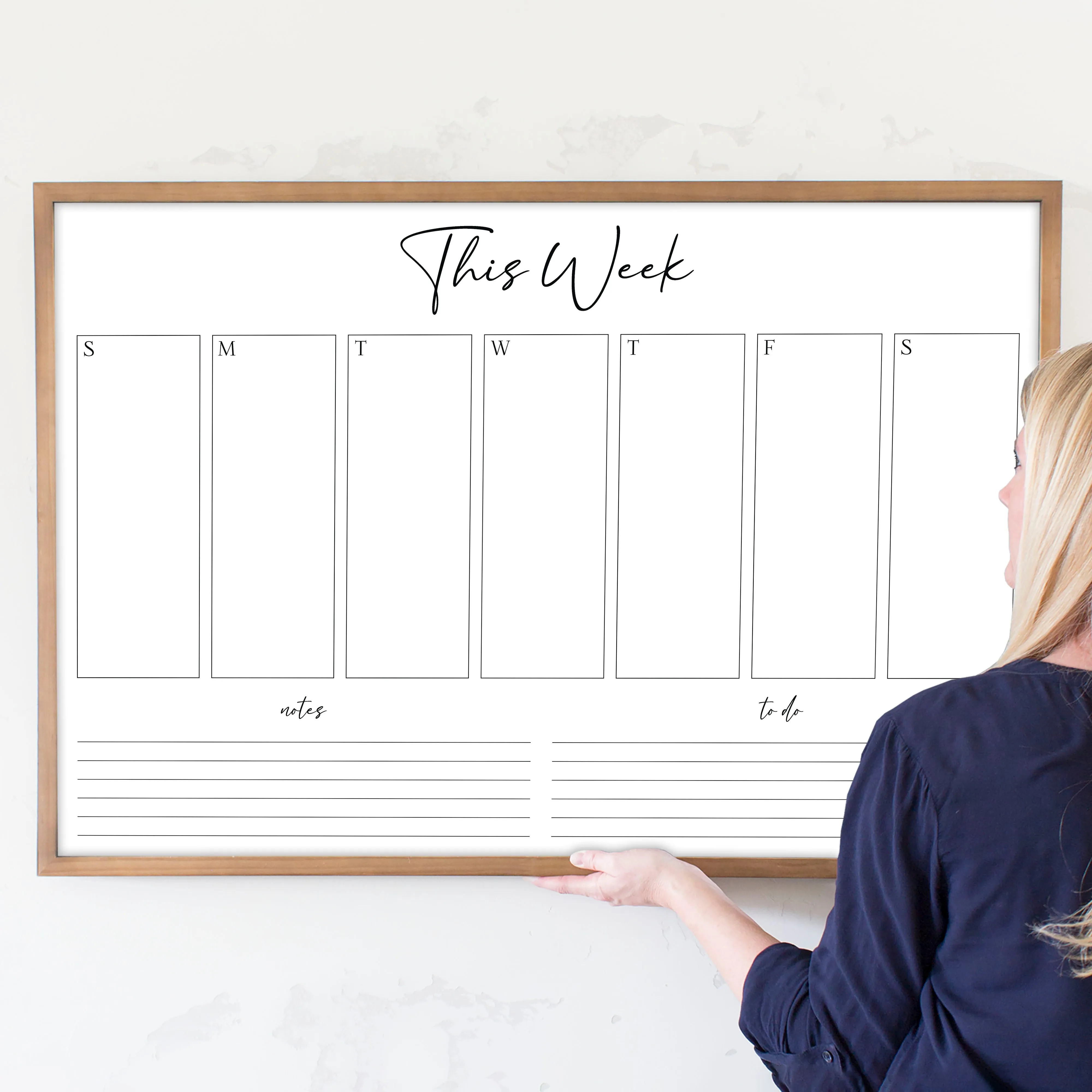 Weekly Framed Whiteboard Calendar   2 sections | Horizontal Pennington