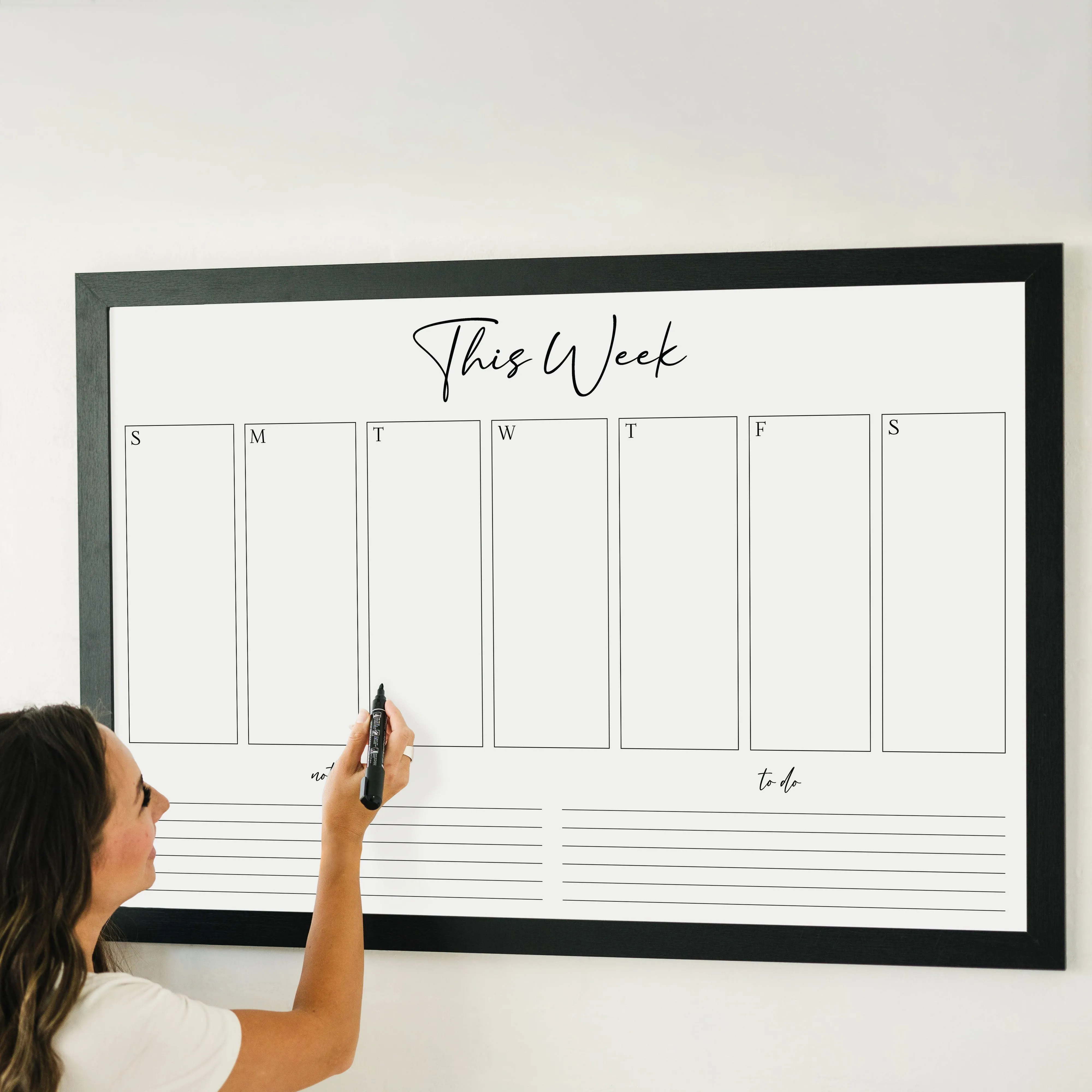 Weekly Framed Whiteboard Calendar   2 sections | Horizontal Pennington