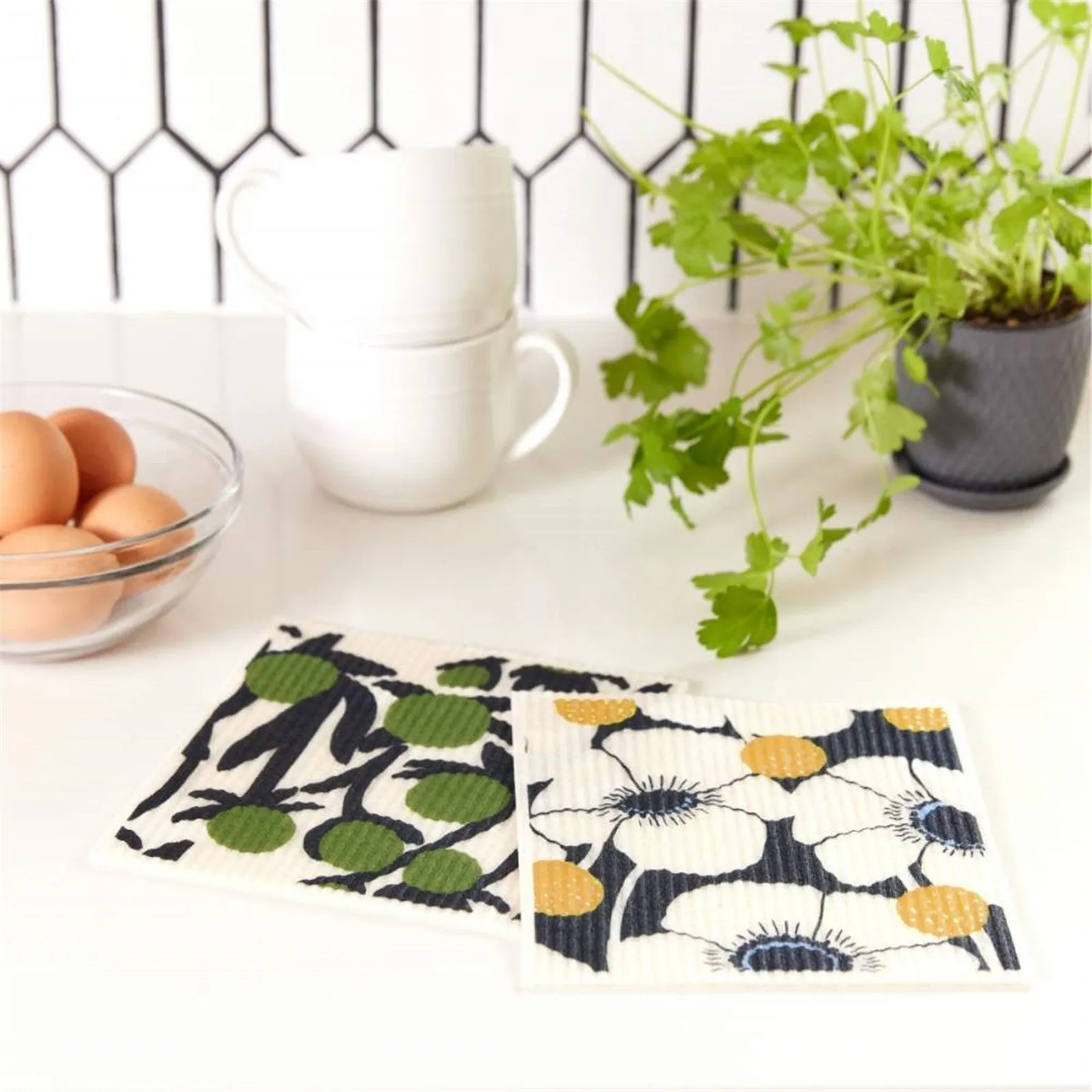 Windflower Eco-Friendly blu Sponge Cloth- Set of 2