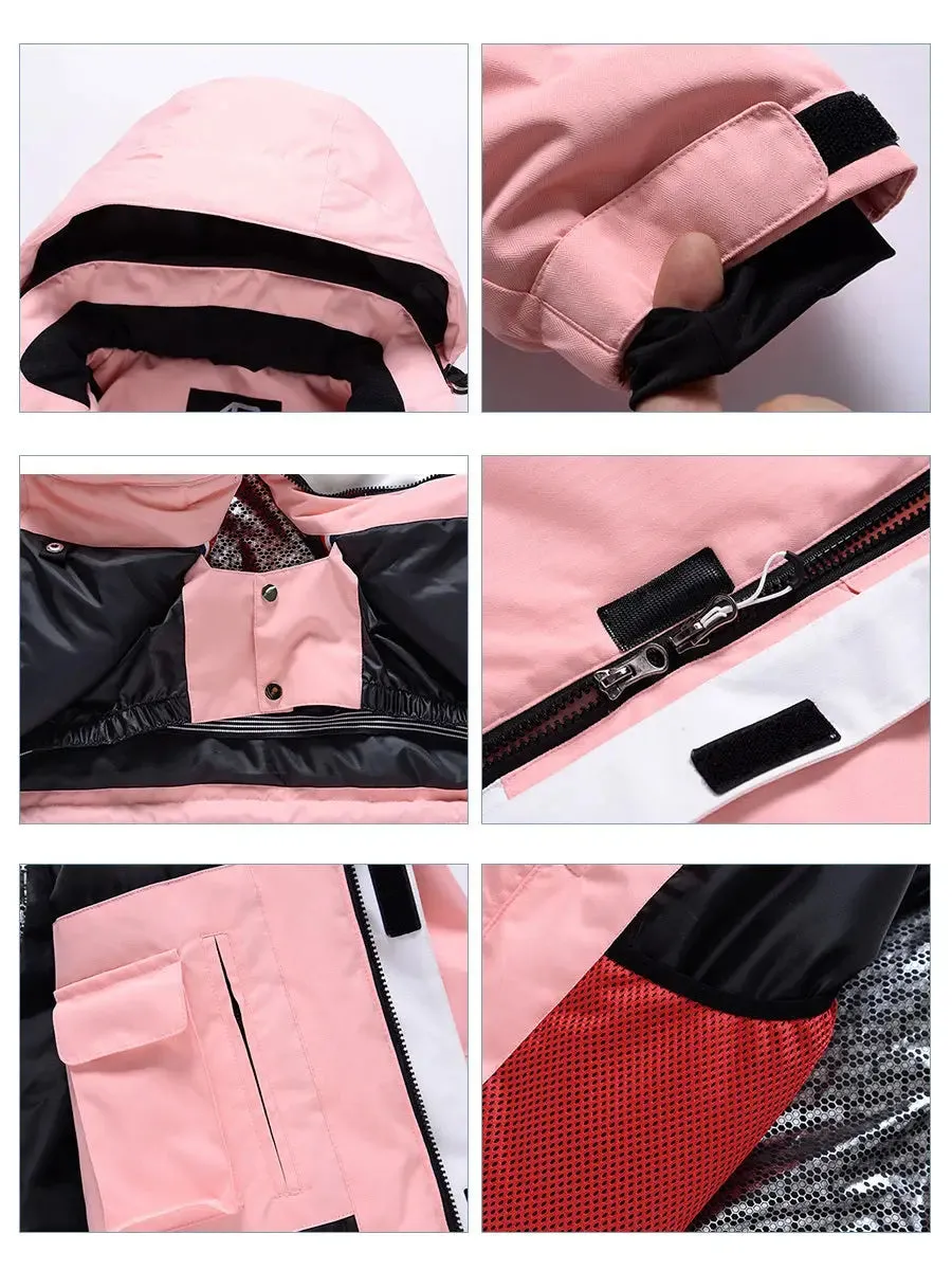 Women Colorblock Insulated Cargo Ski Jacket