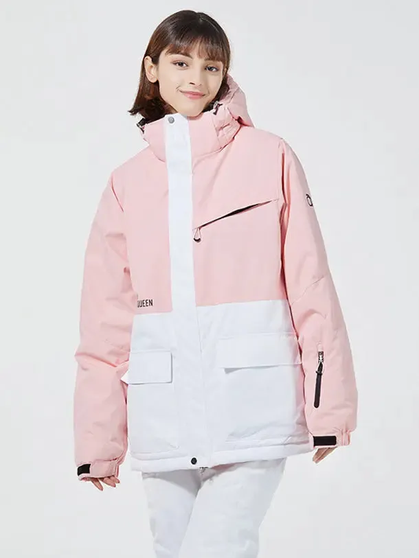 Women Colorblock Insulated Cargo Ski Jacket