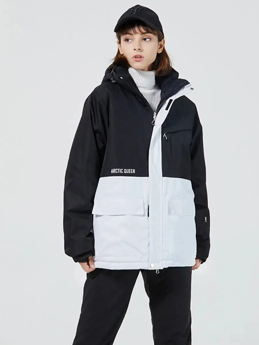 Women Colorblock Insulated Cargo Ski Jacket