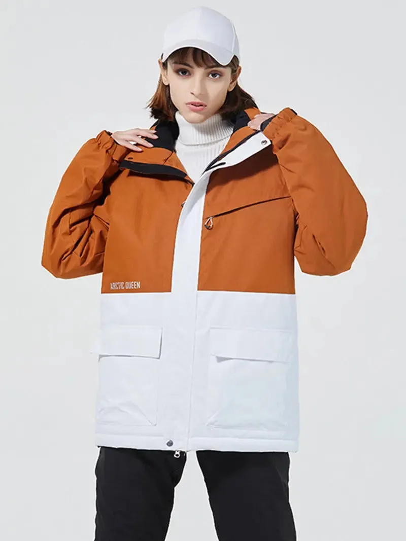 Women Colorblock Insulated Cargo Ski Jacket