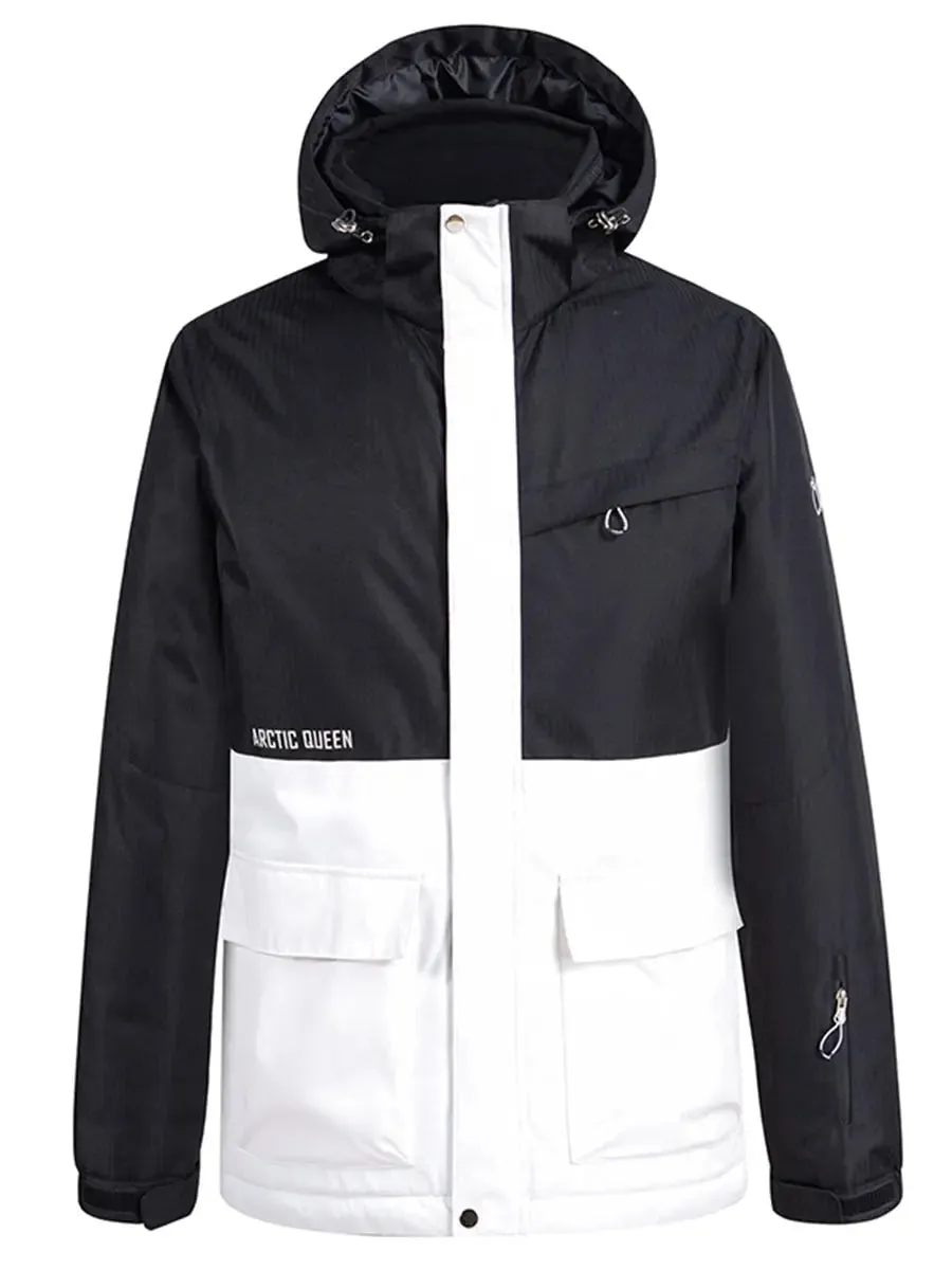 Women Colorblock Insulated Cargo Ski Jacket