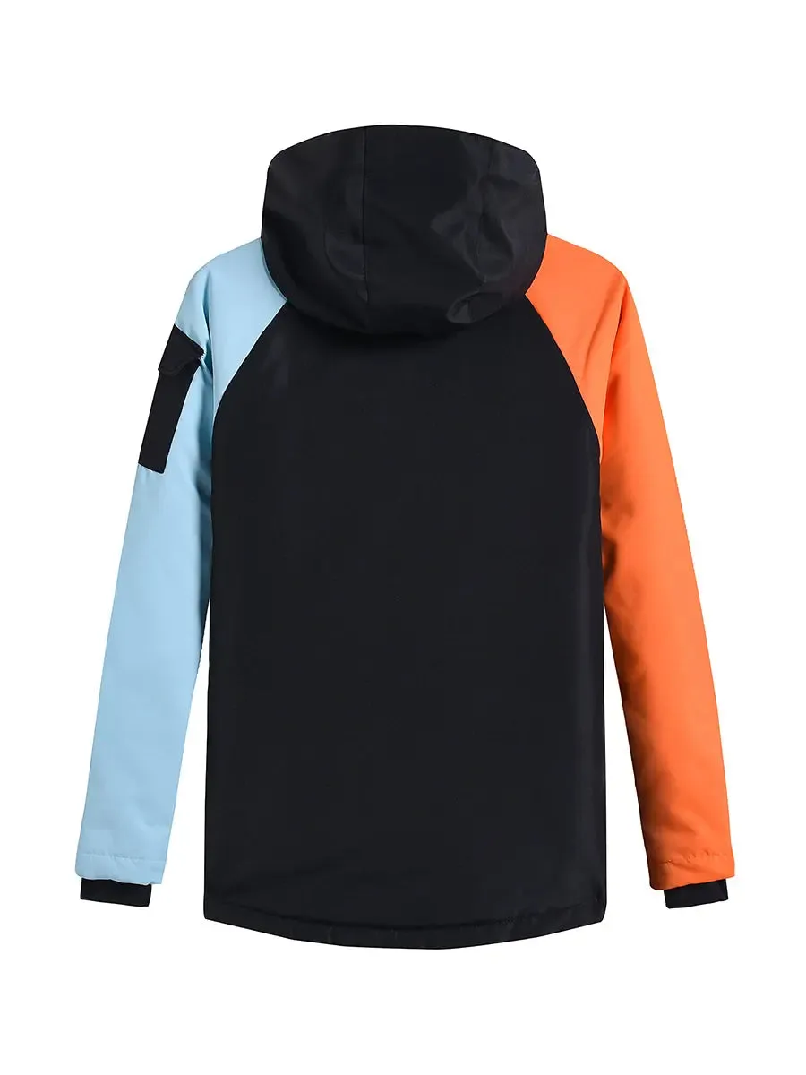 Women Colorblock Insulated Cargo Snow Jacket for Outdoor Sports